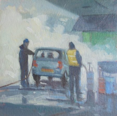 Picture of the Week: <p>I often drive down Queens Road and see the men washing cars surrounded by a halo of sunlit mist and spray as they work their trade.</p>