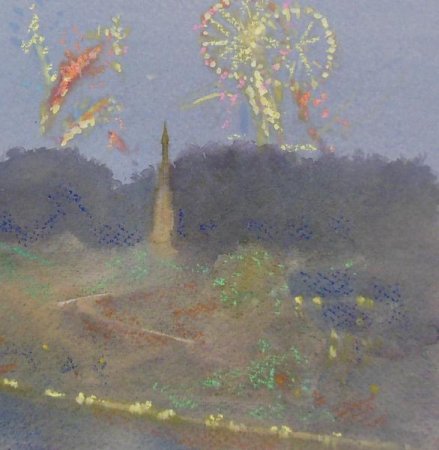 Picture of the Week: <p>The first fireworks I saw on November 5th were rockets bursting behind the Cholera Monument above Shrewsbury Road. Commuter traffic below wait , unaware of the display overhead.</p>