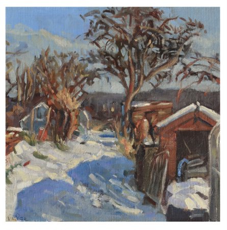 Picture of the Week: I have Christmas cards of this painting of Hangingwater allotments available. The size is150mm sq, 'Season's Greetings', 5cards a pack £2.00 plus postage. Available to subscibers of just up my street.